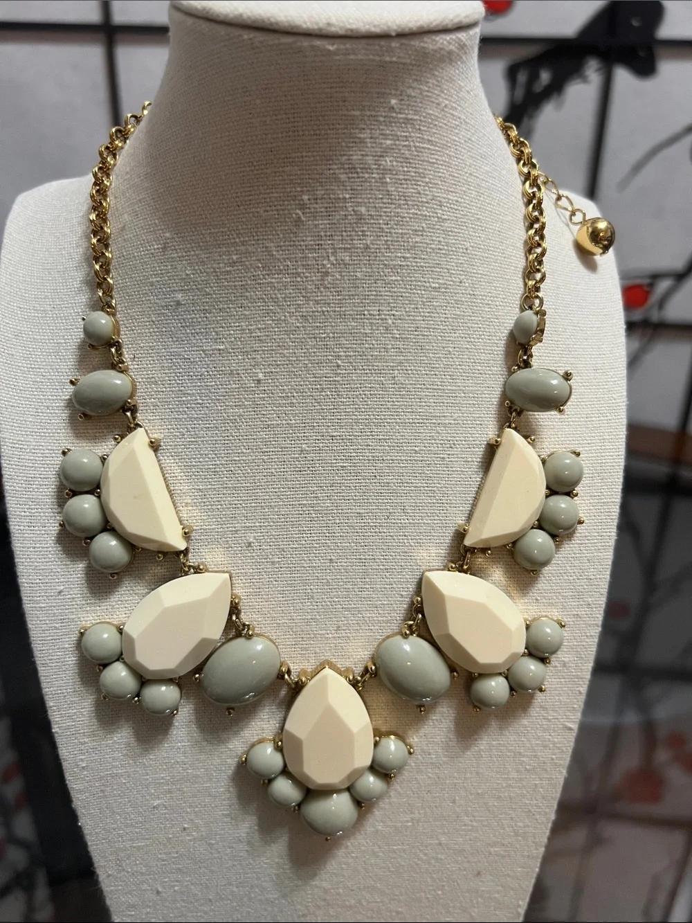 kate spade Cream and Pale Gray Statement Bib Necklace